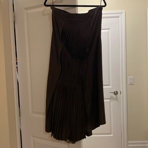 Giorgio Armani brown strapless dress with pleated front